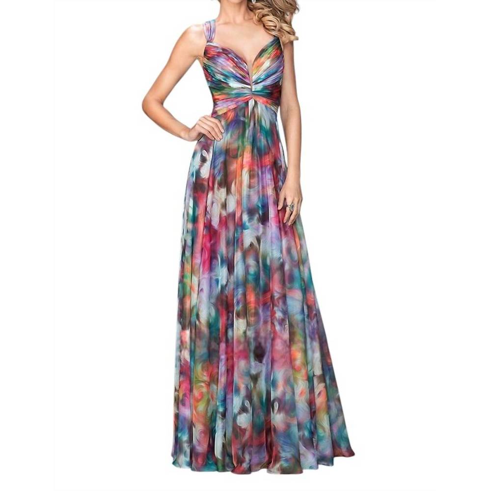 La Femme Multicolor Prom Dress
